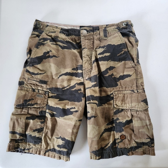 Billabong Mens Brown Black Camo 10" Cargo Shorts 100% Cotton Size 30 Waist y2k - Picture 1 of 11
